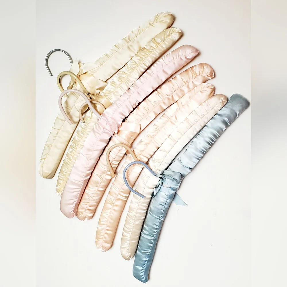 Vintage Lot Of 22 Colorful Mixed Satin And Cotton Padded Hangers